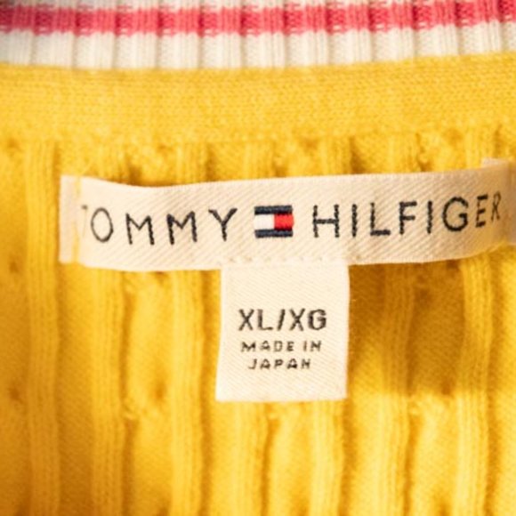 Y2K Tommy Hilfiger Yellow Cotton Blend Short Sleeves Blouse womens XL - Picture 4 of 11